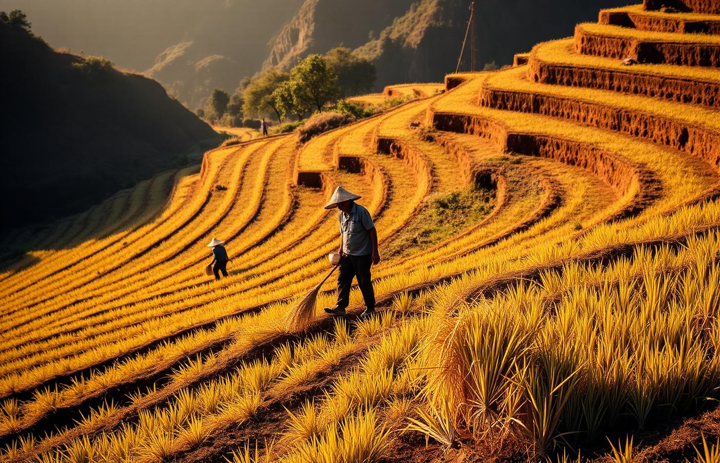 Harvest work on the terraces